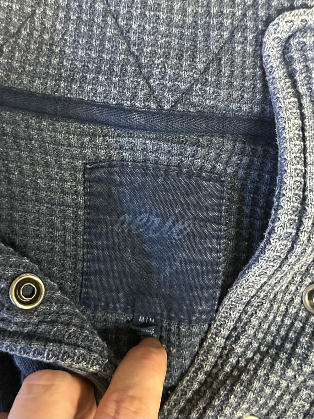 aerie womens Washed Indigo Zip-Snap Sweater - Picture 2 of 3